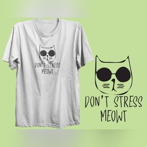 Don't Stress Meowt: Short Sleeve T-Shirt with a Playful Vibe! Lady short sleeve